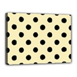 Polka Dots - Black on Blond Yellow Canvas 16  x 12  (Stretched)