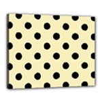 Polka Dots - Black on Blond Yellow Canvas 20  x 16  (Stretched)