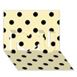 Polka Dots - Black on Blond Yellow I Love You 3D Greeting Card (7x5)