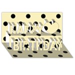 Polka Dots - Black on Blond Yellow Happy Birthday 3D Greeting Card (8x4)