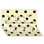 Polka Dots - Black on Blond Yellow Best Friends 3D Greeting Card (8x4)