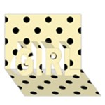 Polka Dots - Black on Blond Yellow GIRL 3D Greeting Card (7x5)