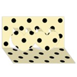 Polka Dots - Black on Blond Yellow Twin Hearts 3D Greeting Card (8x4)