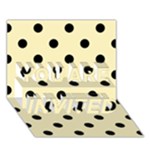 Polka Dots - Black on Blond Yellow YOU ARE INVITED 3D Greeting Card (7x5)