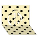 Polka Dots - Black on Blond Yellow Peace Sign 3D Greeting Card (7x5)