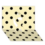Polka Dots - Black on Blond Yellow Ribbon 3D Greeting Card (7x5)