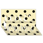Polka Dots - Black on Blond Yellow Best Wish 3D Greeting Card (8x4)