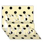 Polka Dots - Black on Blond Yellow WORK HARD 3D Greeting Card (7x5)