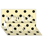 Polka Dots - Black on Blond Yellow Merry Xmas 3D Greeting Card (8x4)