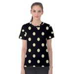 Polka Dots - Blond Yellow on Black Women s Cotton Tee