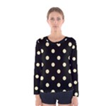 Polka Dots - Blond Yellow on Black Women s Long Sleeve T-shirt