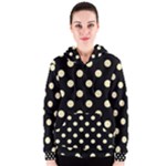 Polka Dots - Blond Yellow on Black Women s Zipper Hoodie
