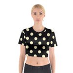 Polka Dots - Blond Yellow on Black Cotton Crop Top