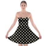 Polka Dots - Blond Yellow on Black Strapless Bra Top Dress