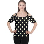 Polka Dots - Blond Yellow on Black Women s Cutout Shoulder Tee