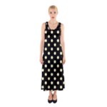 Polka Dots - Blond Yellow on Black Full Print Maxi Dress