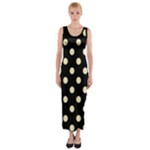 Polka Dots - Blond Yellow on Black Fitted Maxi Dress