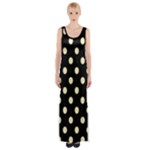 Polka Dots - Blond Yellow on Black Maxi Thigh Split Dress