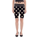 Polka Dots - Blond Yellow on Black Yoga Cropped Leggings