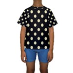 Polka Dots - Blond Yellow on Black Kid s Short Sleeve Swimwear