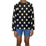 Polka Dots - Blond Yellow on Black Kid s Long Sleeve Swimwear
