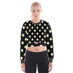 Polka Dots - Blond Yellow on Black Women s Cropped Sweatshirt