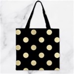 Polka Dots - Blond Yellow on Black Zipper Grocery Tote Bag