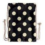 Polka Dots - Blond Yellow on Black Drawstring Bag (Large)