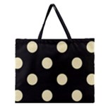 Polka Dots - Blond Yellow on Black Zipper Large Tote Bag