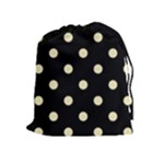 Polka Dots - Blond Yellow on Black Drawstring Pouch (XL)