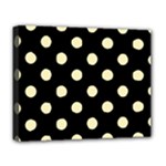 Polka Dots - Blond Yellow on Black Deluxe Canvas 20  x 16  (Stretched)