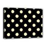 Polka Dots - Blond Yellow on Black Canvas 16  x 12  (Stretched)