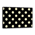 Polka Dots - Blond Yellow on Black Canvas 18  x 12  (Stretched)