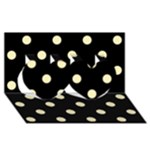 Polka Dots - Blond Yellow on Black Twin Hearts 3D Greeting Card (8x4)