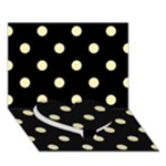 Polka Dots - Blond Yellow on Black Heart Bottom 3D Greeting Card (7x5)