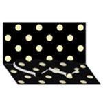 Polka Dots - Blond Yellow on Black Twin Heart Bottom 3D Greeting Card (8x4)