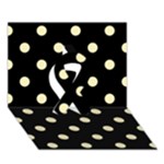 Polka Dots - Blond Yellow on Black Ribbon 3D Greeting Card (7x5)