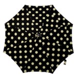 Polka Dots - Blond Yellow on Black Hook Handle Umbrella (Small)