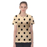 Polka Dots - Black on Navajo White Yellow Women s Sport Mesh Tee