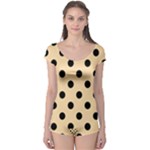 Polka Dots - Black on Navajo White Yellow Boyleg Leotard (Ladies)