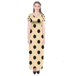 Polka Dots - Black on Navajo White Yellow Short Sleeve Maxi Dress