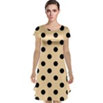 Polka Dots - Black on Navajo White Yellow Cap Sleeve Nightdress