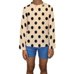 Polka Dots - Black on Navajo White Yellow Kid s Long Sleeve Swimwear