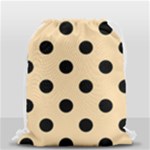 Polka Dots - Black on Navajo White Yellow Drawstring Bag (Small)