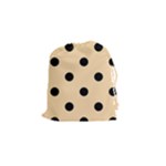 Polka Dots - Black on Navajo White Yellow Drawstring Pouch (S)