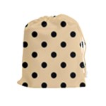 Polka Dots - Black on Navajo White Yellow Drawstring Pouch (XL)