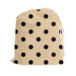 Polka Dots - Black on Navajo White Yellow Drawstring Pouch (XXl)