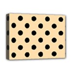 Polka Dots - Black on Navajo White Yellow Deluxe Canvas 16  x 12  (Stretched)
