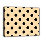 Polka Dots - Black on Navajo White Yellow Canvas 14  x 11  (Stretched)