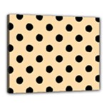 Polka Dots - Black on Navajo White Yellow Canvas 20  x 16  (Stretched)